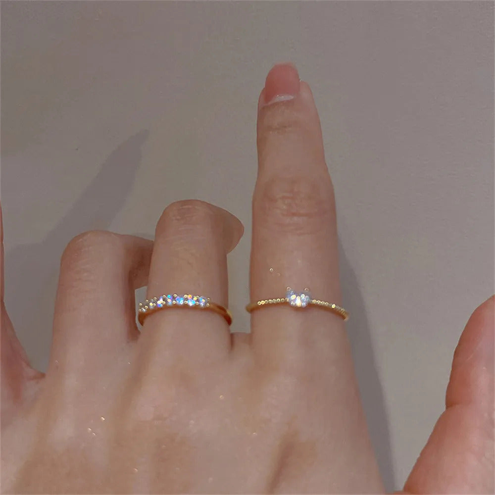 Elegant Golden Plated Stainless Steel Ring Set for Women