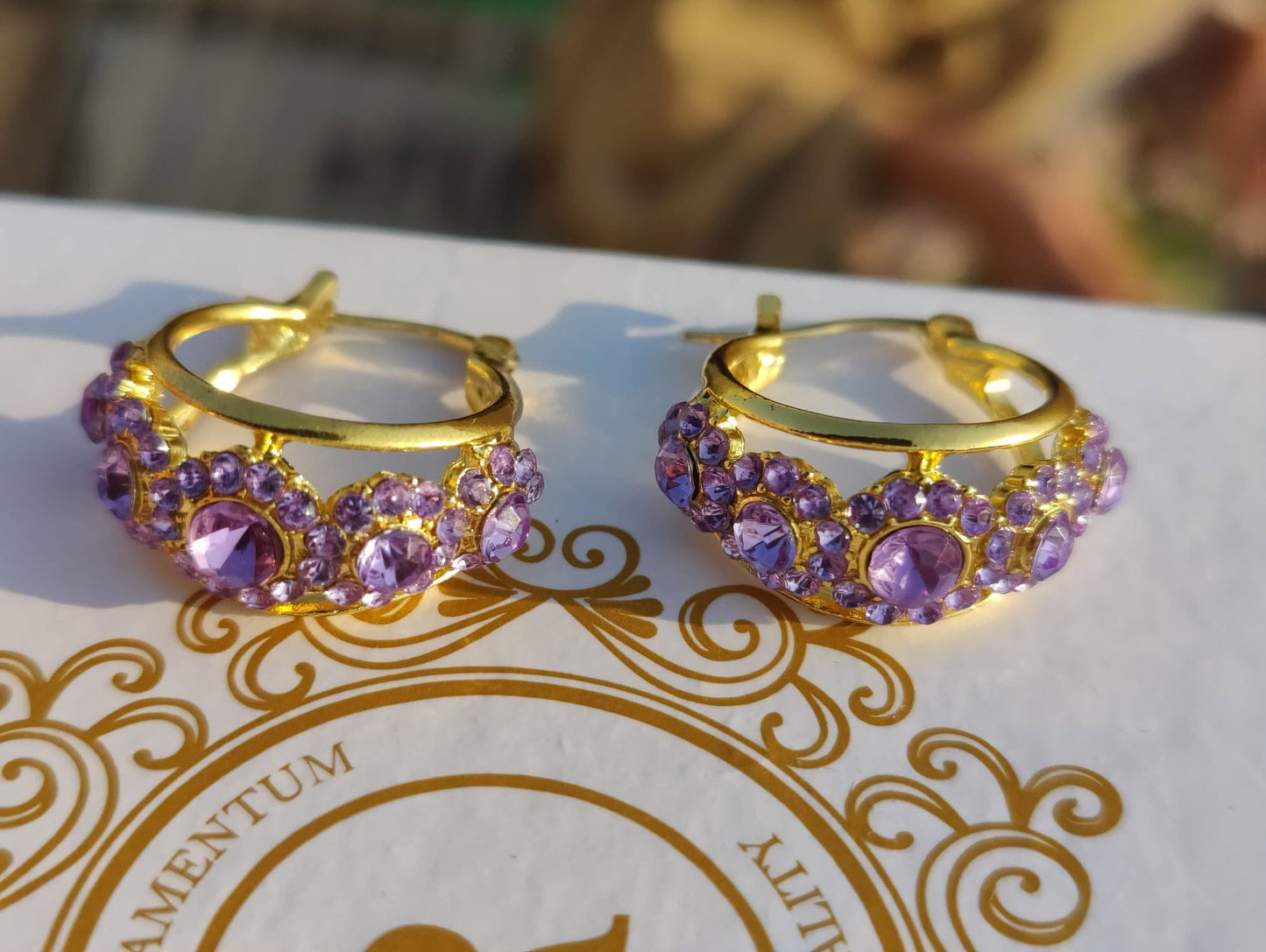 Diamond zircon earrings(gold plated)