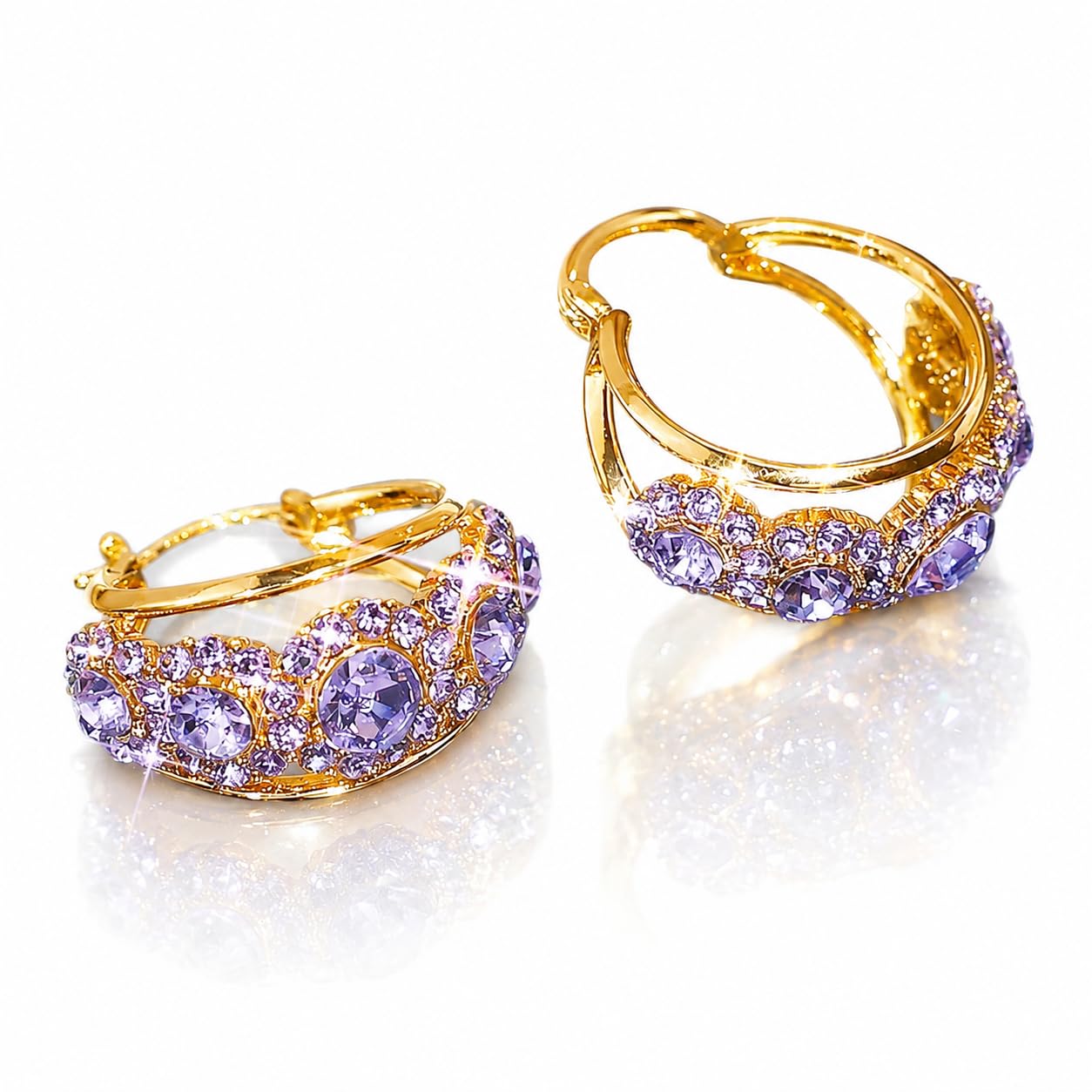 Diamond zircon earrings(gold plated)