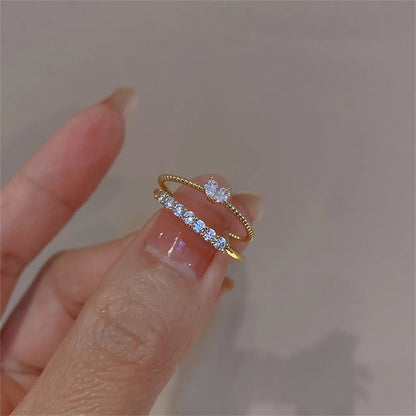 Elegant Golden Plated Stainless Steel Ring Set for Women