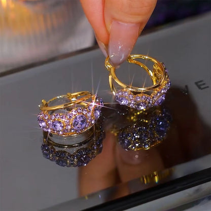 Diamond zircon earrings(gold plated)
