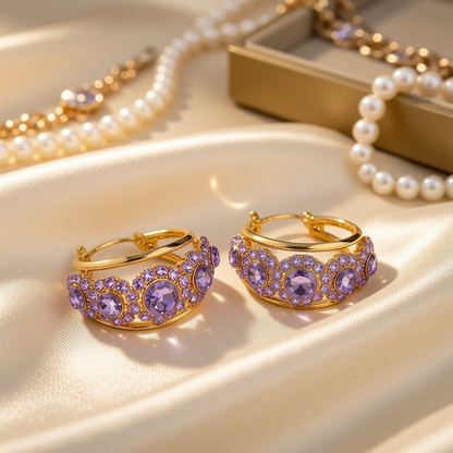 Diamond zircon earrings(gold plated)