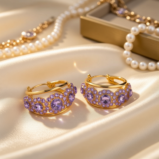 Diamond zircon earrings(gold plated)