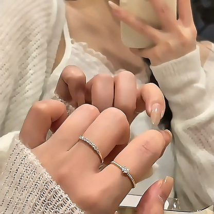 Elegant Golden Plated Stainless Steel Ring Set for Women